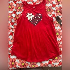 adidas Kids' Red Floral Heart Tank Top size large 14